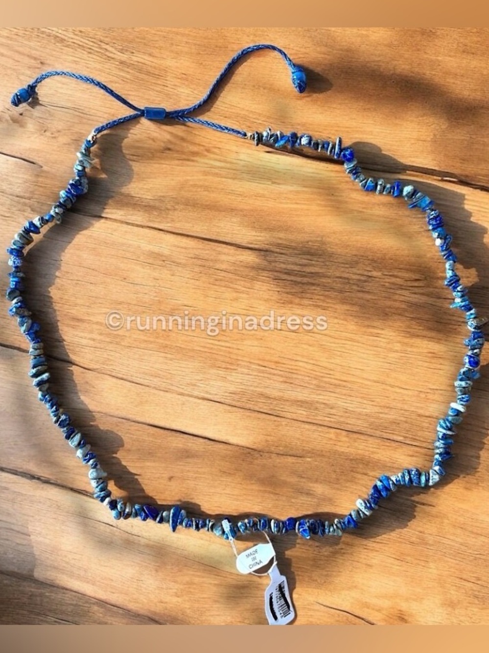 Free People Lapis Lazuli Beaded Necklace Blue Coastal Boho NWT - Picture 5 of 13